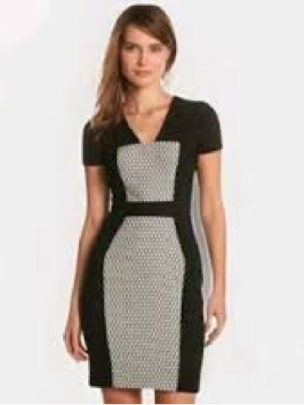 Yoana Baraschi Anthropologie 12 Black and White Contrast Sheath Dress
